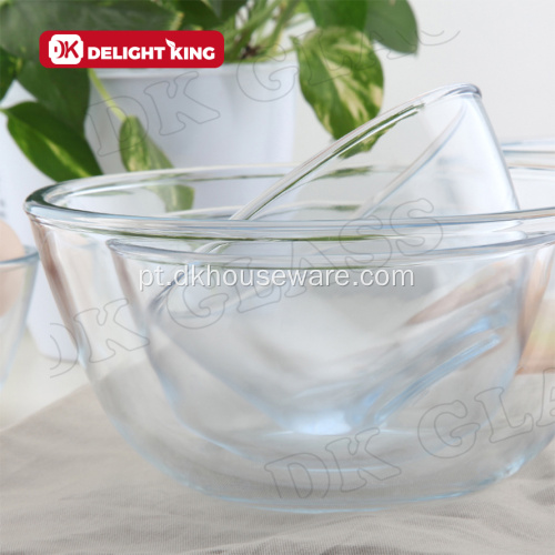Salada de vidro misturando tigelas conjunto de sopa de vidro